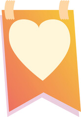 Poster - Orange banner with heart shape hanging on white background