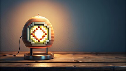 Wall Mural - A Retro-Futuristic Tamagotchi on a Vintage Desk Lamp  Generative AI