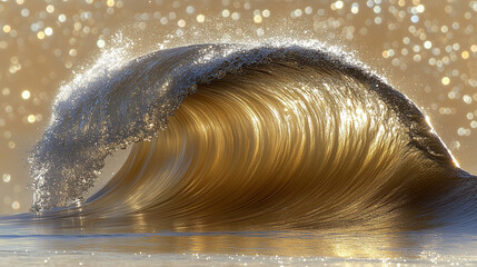 Wall Mural - A wave in the ocean with a golden color