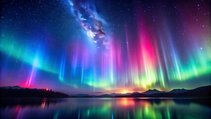 Canvas Print - Celestial Symphony: A Gradient Aurora on a Midnight Sky  AI generated