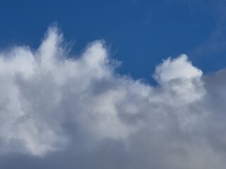 Poster - Summer white fluffy cumulus clouds in the deep blue sky