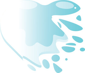 Poster - Blue liquid is forming a heart shape with drops splashing from it on a white background