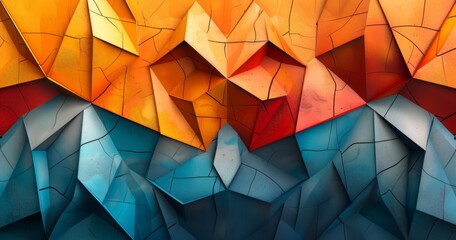 Wall Mural - Vibrant Paper Art, Abstract Folded Paper Sculpture, Colorful Paper Mosaic