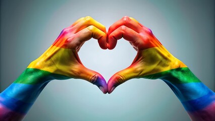 Rainbow Hands Intertwined, Forming a Heart: A Symbol of Unity and Love  AI generated