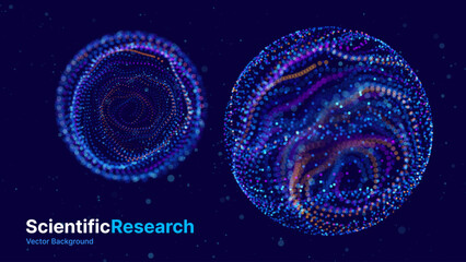 Aufkleber - Biology Cell Scientific Medical Research Background. Science Blue Cells Backdrop with Depth of Field Blur Particles Effect. Futuristic Plant Microbiology. Blue Virus Cells Vector Illustration.