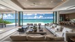 © Lush Diaries - A luxurious open plan living room opens up to a stunning beach view.
