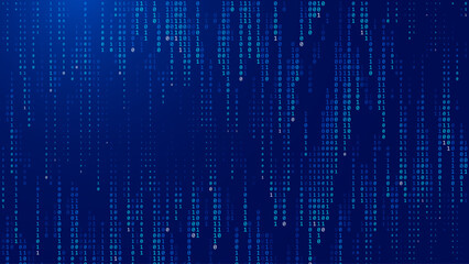 Fototapete - Abstract Binary Software Programming Code Background. Random Parts of Program Code. Digital Data Technology Concept. Random Binary Data Matrix Wide Vector Illustration.