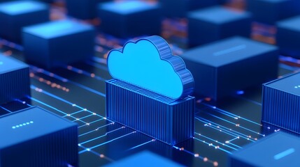 Poster - Conceptual image of a cloud computing network, representing interconnected data storage and modern technology infrastructure.