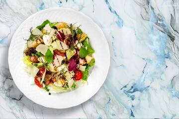 Wall Mural - Photo of tasty fresh salad food in plate