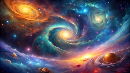 Wall Mural - Celestial Tapestry: A Symphony of Cosmic Hues  AI generated