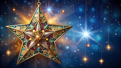 Poster - Celestial Tapestry: A Starry Christmas Ornament  AI generated