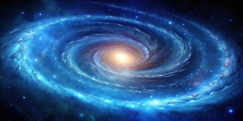 Wall Mural - blue spiral galaxy with swirling arms and bright center, space, astronomy, universe, cosmic, stars, 