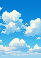 Wall Mural - beautiful blue sky with white clouds in anime style