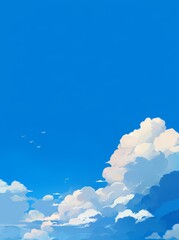 Wall Mural - beautiful blue sky with white clouds in anime style
