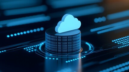 Poster - Futuristic cloud computing data storage concept with servers and digital network. Modern display of virtual information technology.
