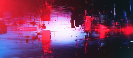 Poster - 3D Rendering of Future Text with Technological Glitch Effects and Screen Interference
