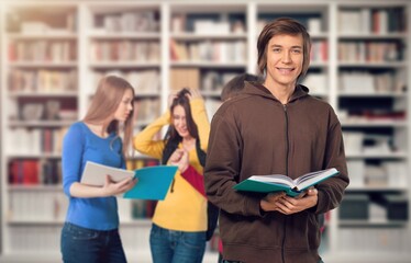 Canvas Print - Student study in library at school campus