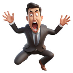 Sticker - PNG Creaming businessman cartoon white background overworked.