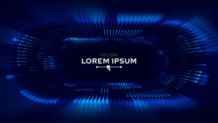 Aufkleber - Blue Synthwave Grid Tunnel. Grid Frame Retrowave Party Flyer Background. Round Tunnel Mesh Backdrop. Abstract Digital Background. Vintage Computer Virtual Reality VR Tunnel Tech Vector Illustration.