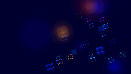 Poster - Big Data 3D Digital Cubes Quantum Computer Server Concept Background. 3D Blockchain Cube Blocks Concept. Data Core Abstract Cubes. Artificial Intelligence HUD Design Element. Vector Illustration.
