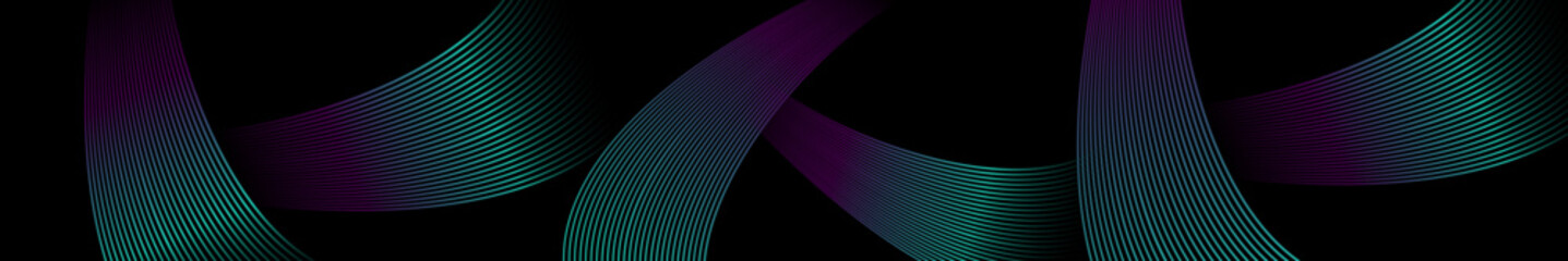 Poster - Modern blue and pink gradient wave lines art design on dark blue abstract background