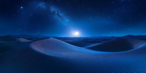 Desert Night Sky with Milky Way and Moon