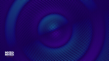 Aufkleber - 3D Wavy Digital Particles Ripple Sound Wave Background. Digital Ripple Effect. Particles Vector Illustration. 3D Grid Surface.