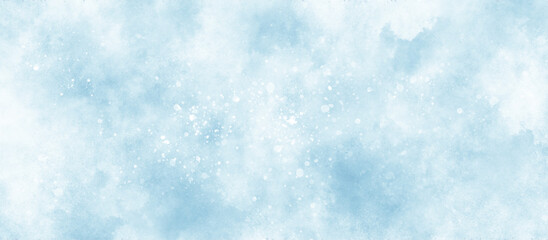 Wall Mural - light blue bokeh background for design, abstract blue background with snowflakes floating randomly, 