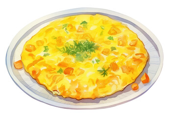 Canvas Print - PNG Omelette rice plate food vegetable.