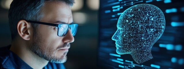 Poster - Startup, AI technologist leading a data-driven startup, dynamic and innovative workspace