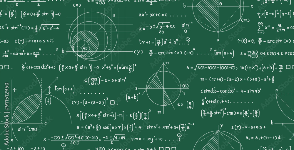 Chart with math formulas on a seamless blackboard. Stock Vector | Adobe ...