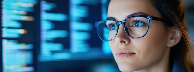 Poster - startup, executive businesswoman at the helm of a tech startup, in a cutting-edge office, surrounded