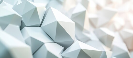 Poster - Abstract digital technology background featuring white geometric shapes showcasing concepts of science and innovation in 3D rendering