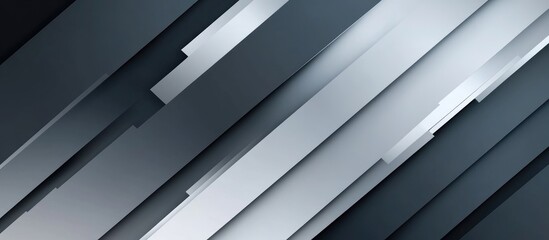Poster - Abstract light pattern featuring a gradient of white and silver on a gray backdrop complemented by metallic textures Modern clean diagonal design with a dark background
