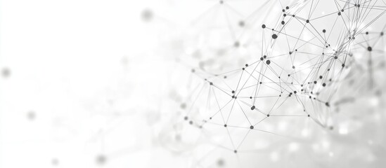 Poster - Abstract white background featuring interconnected lines dots and polygons creating a dynamic and futuristic design for technology and science themes