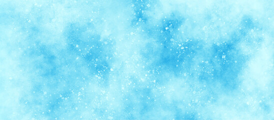 Wall Mural - light blue bokeh background for design, abstract blue background with snowflakes floating randomly, 