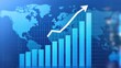 © Panuma - Financial growth chart depicting upward trend over a world map, symbolizing economic progress and global market expansion.