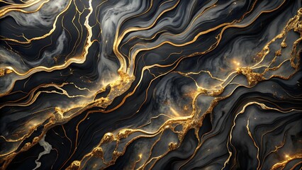 A Luxurious and Elegant Black Marble Texture with Gilded Details  AI Generated