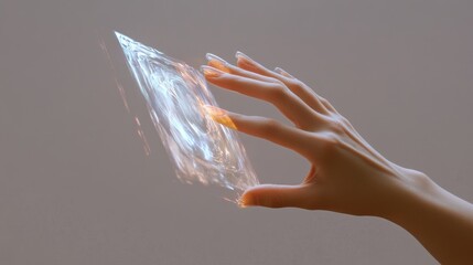 Poster - hand is touching hologram screen