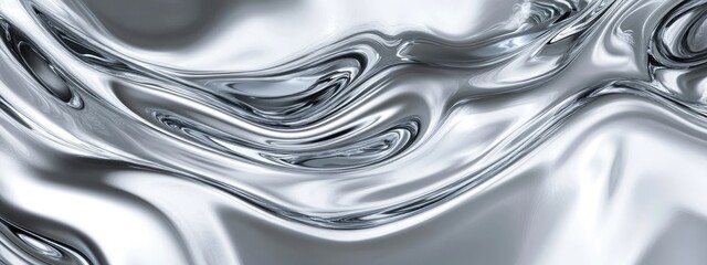 Poster - Silver metal fluid. glossy flowing chrome. effect liquid abstract background. Holographic foil. Light metal pattern. foil effect texture. modern background 