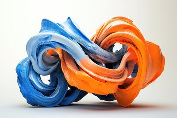 Poster - Abstract swirl of blue and orange colors creating a vibrant and dynamic visual composition for artistic backgrounds.