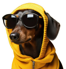 Wall Mural - PNG Sunglasses dachshund portrait sweater.