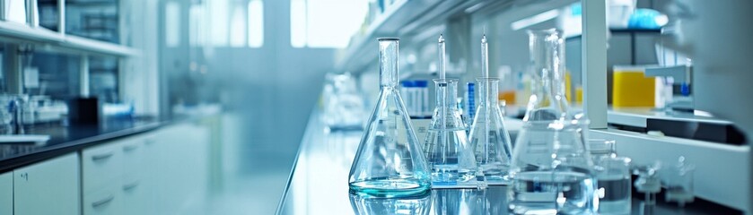 Aufkleber - A detailed view of a high-tech lab where researchers are conducting environmental tests, with precise measurements 