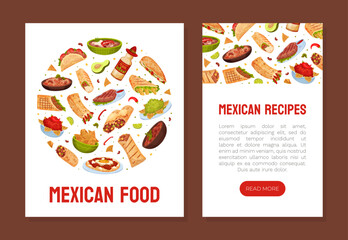 Wall Mural - Traditional Mexican Dish Banner Design with Food Vector Template