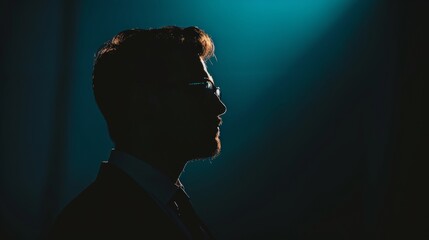 Canvas Print - Darkened profile of a successful entrepreneur in silhouette.