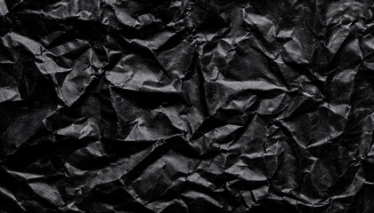 Aufkleber - Textured Black Wrinkled Paper. Close-Up of Crumpled Black Fabric Material with Intricate Fold Patterns and Subtle Light Reflections