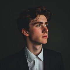 Canvas Print - Minimalist business shot featuring a young man.