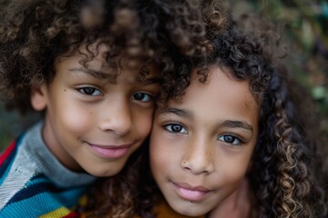 Wall Mural - Playful glance from an Afro-Latino sibling duo posing for the camera.