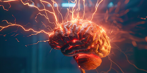 Poster - Brain with neuro impulses