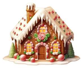 Sticker - PNG Gingerbread house christmas dessert cookie.